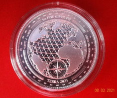 Moneda 1 oz 31grame necirculata din Argint pur 999 valoare 5$ capsula TERRA 2021 foto