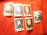 Serie RPR 1958 Scriitori de seama ai Romaniei 5 val.stamp + Serie 1 val. Delavra