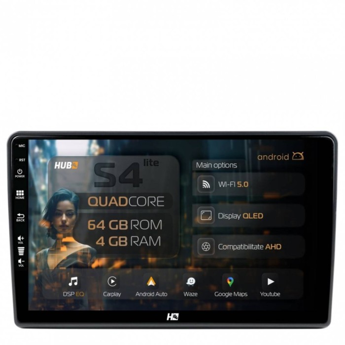 Navigatie Citroen Nemo Fiat Fiorino Peugeot Bipper (2007-2021) 4GB RAM Android 13 Quadcore DSP GPS Wi-FI Carplay Android Auto USB Bluetooth Waze Touch