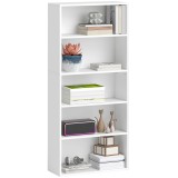HOMCOM Bibliotecă cu 5 Niveluri și Rafturi Ajustabile, 60x24x133,5 cm, Alb | Aosom Romania