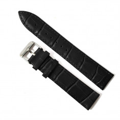 Curea de ceas Neagra din Piele Naturala cu Imprimeu Crocodil 18mm, 20mm, 22mm GR1306