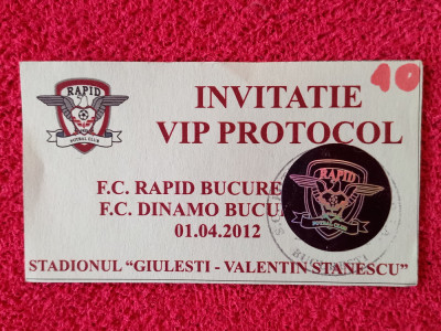 Invitatie meci fotbal RAPID BUCURESTI - DINAMO BUCURESTI (01.04.2012) foto