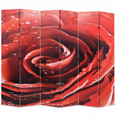 Paravan de camera pliabil, 228 x 170 cm, trandafir rosu foto