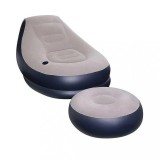 Cumpara ieftin Set fotoliu cu suport picioare, gonflabil, gri, 99 x 130 x 76 cm