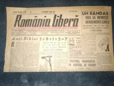 ZIAR ROMANIA LIBERA 4 IULIE 1946 foto