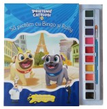 Disney. Prietenii Cățeluși. Să pictăm cu Bingo și Rolly. Carte de colorat cu pensulă și acuarele, Litera
