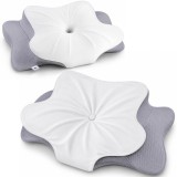 Fata de perna 60 x 38 pentru perna ortopedica Linomag&reg;, Husa de schimb lavabila din material racoros si matasos, Alb pur/Gri deschis
