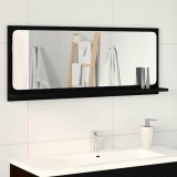 vidaXL Raft Oglindă Stejar Negru 90x10.5x37cm Lemn Compozit Dulap Baie/Hol Oglinda Perete Negru