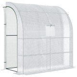 Outsunny 7' x 3' x 7' Outdoor Walk-In Greenhouse, Plant Nursery with Roll-up Windows, PE Cover, and 3 Wire Shelves, White | Aosom Romania