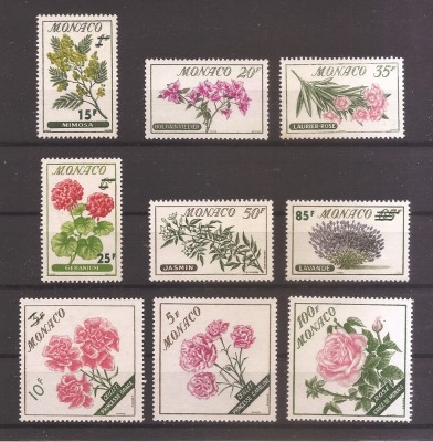 Monaco 1959 - Flori, cu supratipar, MNH foto