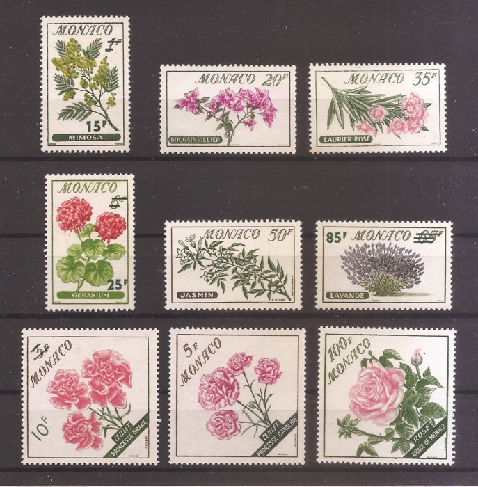 Monaco 1959 - Flori, cu supratipar, MNH