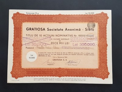 Actiune Sibiu 1943 GRATIOSA , titlu , actiuni foto