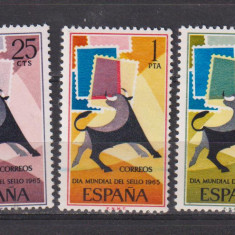 SPANIA 1965 ZIUA MONDIALA A TIMBRULUI MI. 1548-1550 MNH