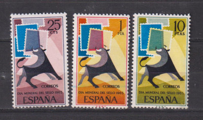 SPANIA 1965 ZIUA MONDIALA A TIMBRULUI MI. 1548-1550 MNH foto