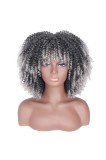 Cumpara ieftin Perucă afro ondulată pentru femei, păr complet voluminos, bob ondulat și creț, ombre argintiu, cu volum și franjuri pentru femei