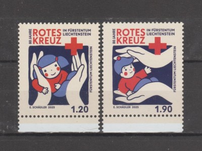 LIECHTENSTEIN 2025 80 ani CRUCEA ROSIE Serie 2 timbre MNH** foto