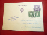 Carte Postala suedeza cu marca fixa 10 ore si 2x5 ore verde Rege Gustav 1938 ,co, Circulata, Printata