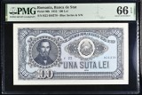 Bancnota 100 lei 1952 UNC, gradata PMG 66 EPQ - cea mai rara valoare din serie