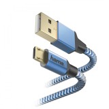 Cumpara ieftin Cablu de incarcare/date, USB-A - Lightning &quot;Reflect&quot; 1.5 m, alb/albastru, Hama