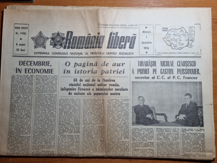 romania libera 1 decembrie 1976-58 ani la marea unire,n.comaneci sportiva anului