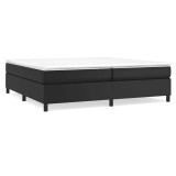 Cumpara ieftin Cadru de pat cu arcuri, negru, 200x200 cm, piele ecologica