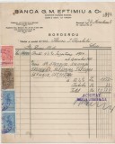 Romania, Banca G.M. Eftimiu &amp; Co, Borderou (I), Bucuresti, 1938