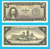 Cuba (pick 106) 1 Peso 1975 UNC serie: A 707245 Comemorativă: Naționalizarea