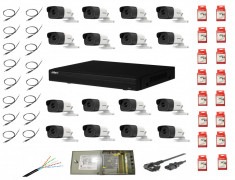 Kit 16 camere supraveghere 2MP, IR 80m HikVision + DVR 16 Canale Full HD Pentabrid Dahua + Sursa + Cablu + Mufe foto