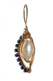 B161. Pandantiv cu Hematite, fir de gilt auriu, Alb, 4 cm, Lux., RavariuArt