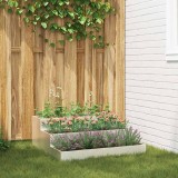 Ghiveci Gradina 3 Etaje vidaXL 90x90x35cm Otel Inoxidabil Argintiu Exterior