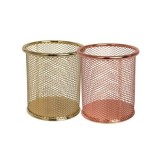 Suport instrumente de scris OFFICE COVER 802, cilindric, plasa metalica, auriu/bronz