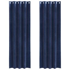 Perdele opace 2 pcs Albastru inchis 140 x 260 cm Catifea foto