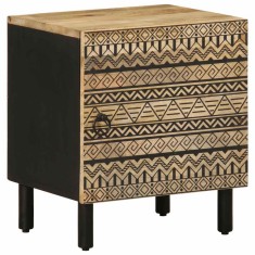 Gossi noptiera, negru, 40x33,5x46 cm, lemn masiv de mango brut