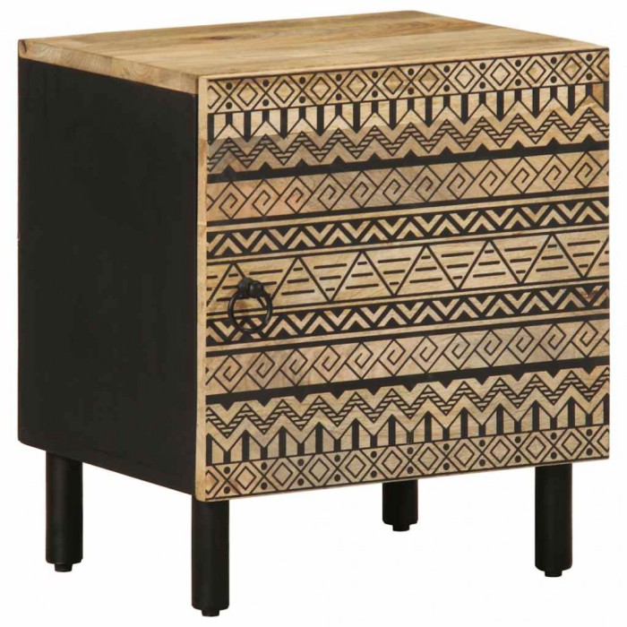 vidaXL Noptieră, negru, 40x33,5x46 cm, lemn masiv de mango brut 4018624
