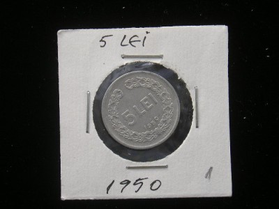 M1 C10 - Moneda foarte veche 107 - Romania - 5 lei 1950 foto