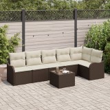 Set de Canapea Grădină vidaXL 6 Piese cu Perne Gri Rattan Policrezat, Set de Canapea Grădină vidaXL 2 Persoane cu Perne Maro Rattan Policrezat