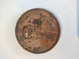 MEDALIE DIN BRONZ '' EXPOSITIUNEA SOCIETATEI AGRARE A MARILOR PROPRIETARI , BUCURESCI 1904 '' de RADIVON / CARNIOL