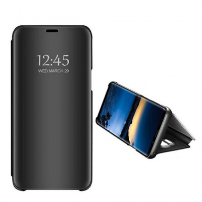 Husa Samsung, Galaxy S8 Plus, Clear View Flip Mirror Stand, Negru foto