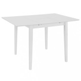 Masă Bucătărie Extensibilă vidaXL, Alb, 80-120x80x74 cm, MDF, Lemn Hevea, Design Modern, Multifuncțională