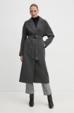OUI palton din lana culoarea gri, de tranzitie, oversize, 89833
