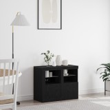 vidaXL Cabițe cu lumini LED 2 buc Negru Stejar 41x37x67 cm
