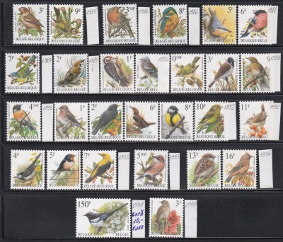 Belgia 1985,1986,1987,1988,1989,1990,1991,1992,1993,1994,1997 - Păsări, 16 Serii, MNH foto