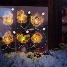 Șir de lumina cu LED de Crăciun – autocolant gel pentru geam – 6 LED-uri – 2 x AA
