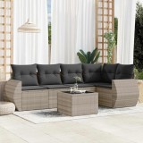 vidaXL Set canapele de grădină cu perne, 6 piese gri deschis poliratan 3221341