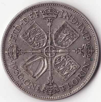 Moneda Regatul Unit - 1 Florin 1930 - Argint foto