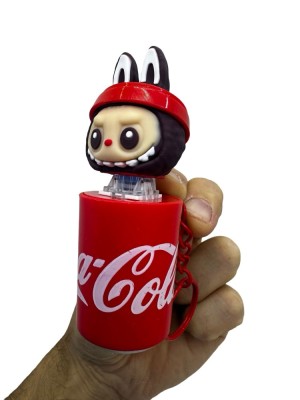 Breloc Labubu original cu sunet si lumina, model Coca-Cola foto