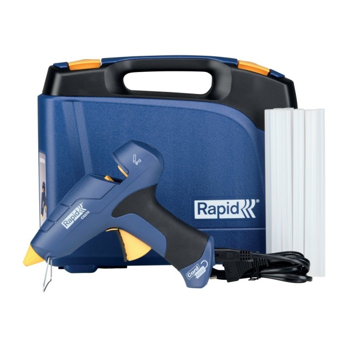 Rapid 5001445, Pistol de lipit GlueGun Rapid CG270, albastru, max 250W, debit 350g/h, 200&Acirc;&deg;C, include 10 batoane si geanta, func