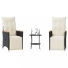 Gossi set bistro cu perne, 3 piese, negru, poliratan