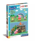 Cumpara ieftin Purcelusa Peppa Nature Class Puzzle Clementoni 2x60 de piese
