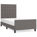 Cumpara ieftin Cadru de pat cu tablie, gri, 90x190 cm, piele ecologica